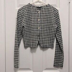 Zara Houndstooth Cardigan NWOT